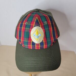 Webelos Cub Scout Uniform Cap Hat Plaid Green M/L Uniflex Polyester Spandex